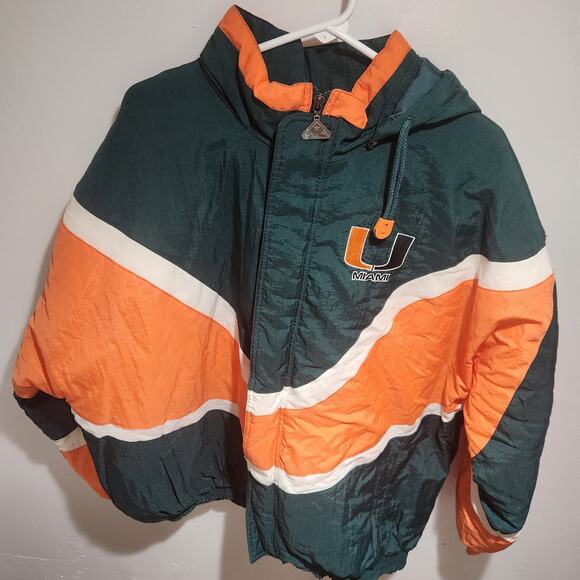 Vintage 90s University of Miami Hurricanes Apex One Full Zip Jacket Hood Sz XL - Picture 1 of 10